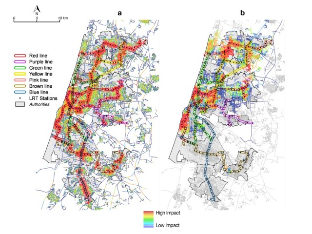 הערכת השפעה של מערכת רכבת קלה על מרכזיות